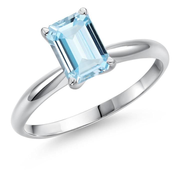 Aquamarine - March_5_Ring in 14K White Gold