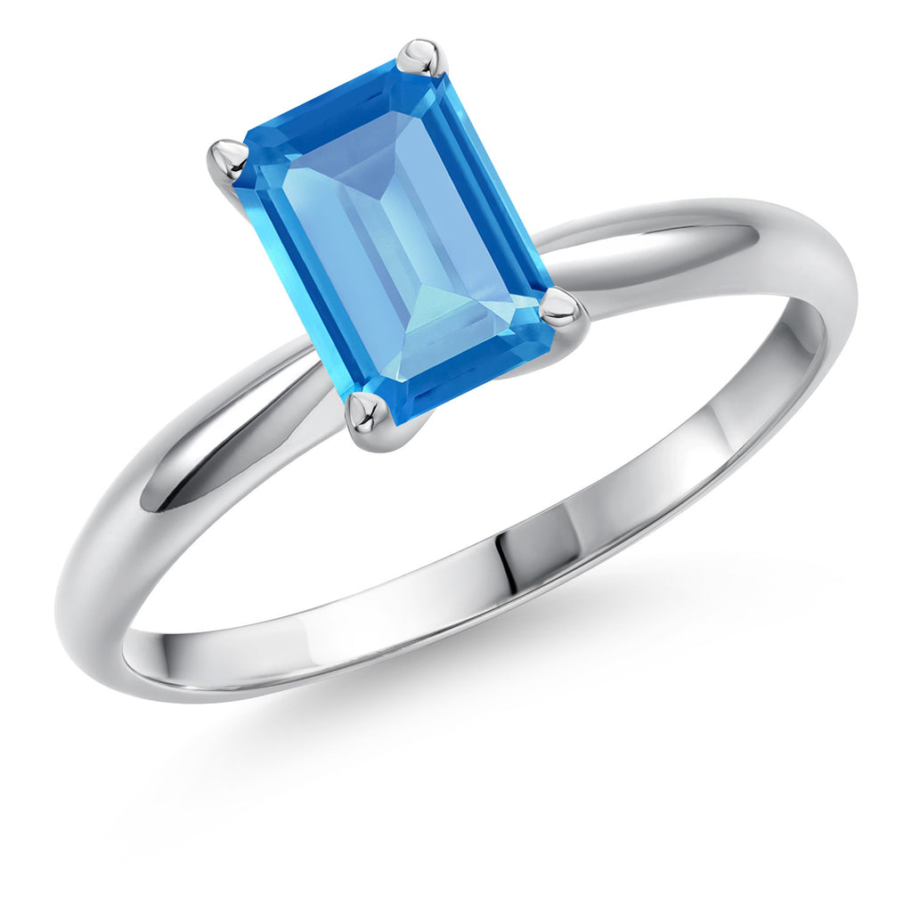 Swiss Blue Topaz - November_8_Ring in 14K White Gold