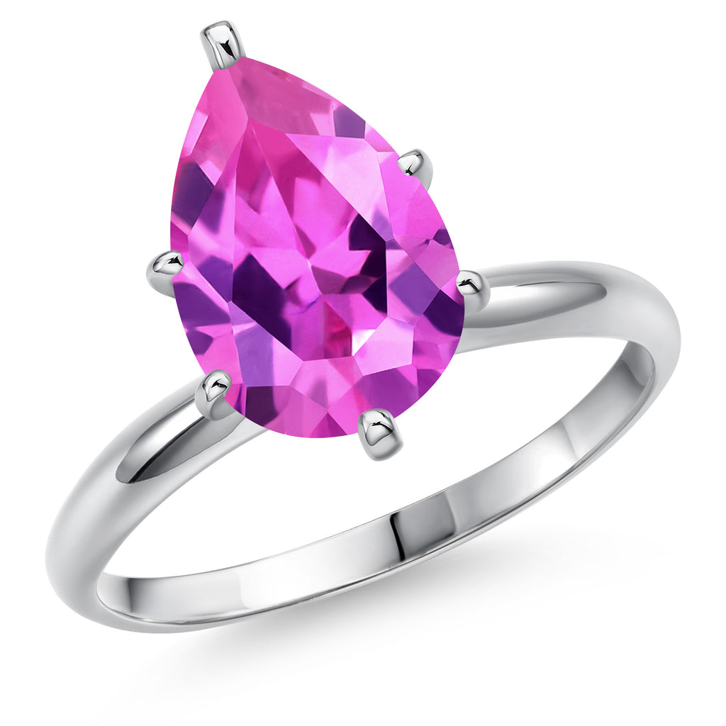 Pink Created Sapphire - September_6_Ring in 14K White Gold