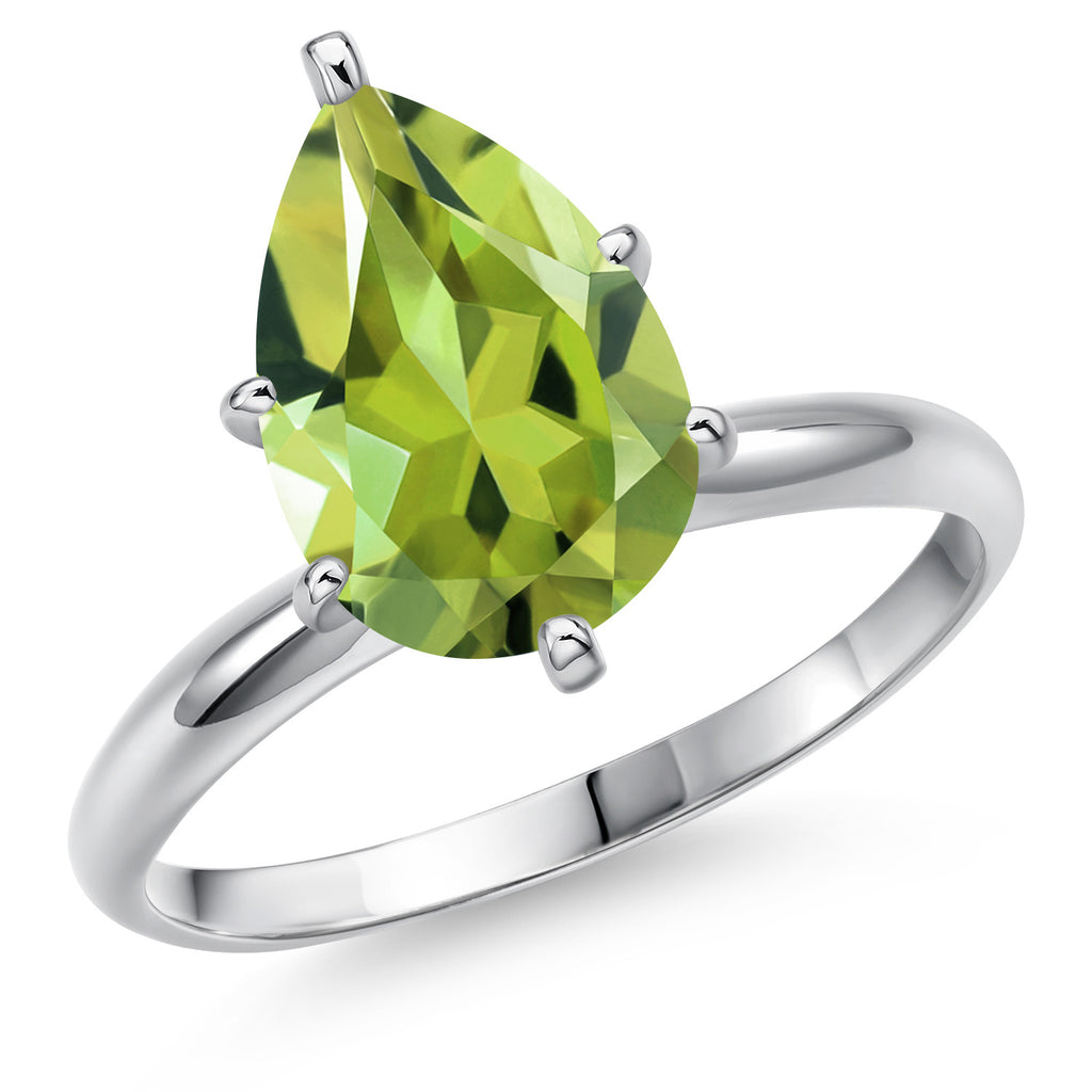 Peridot - August_8_Ring in 14K White Gold