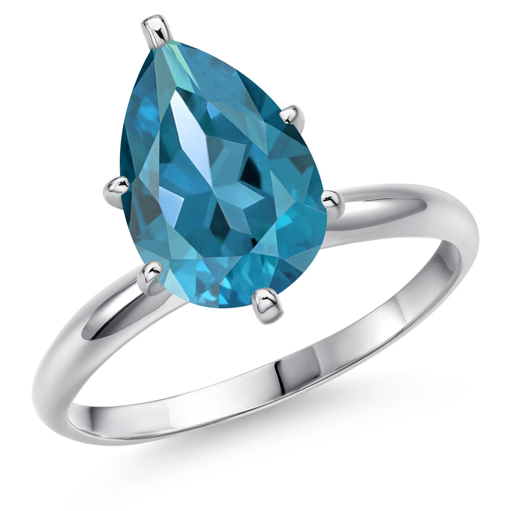 London Blue Topaz - November_5_Ring in 14K White Gold