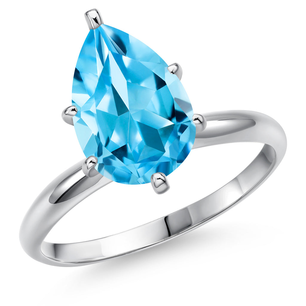 Swiss Blue Topaz - November_5_Ring in 14K White Gold