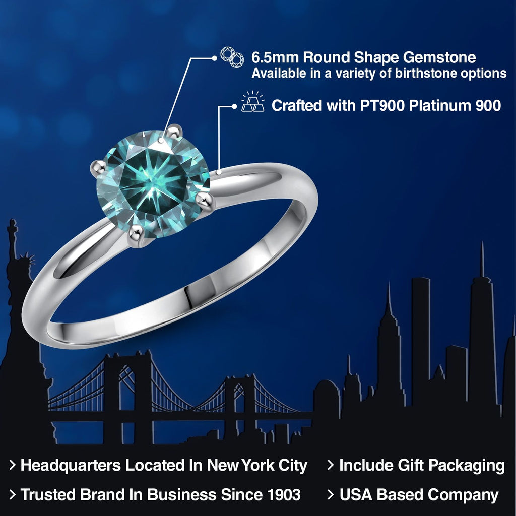 Blue Moissanite - April_6_Ring in Platinum