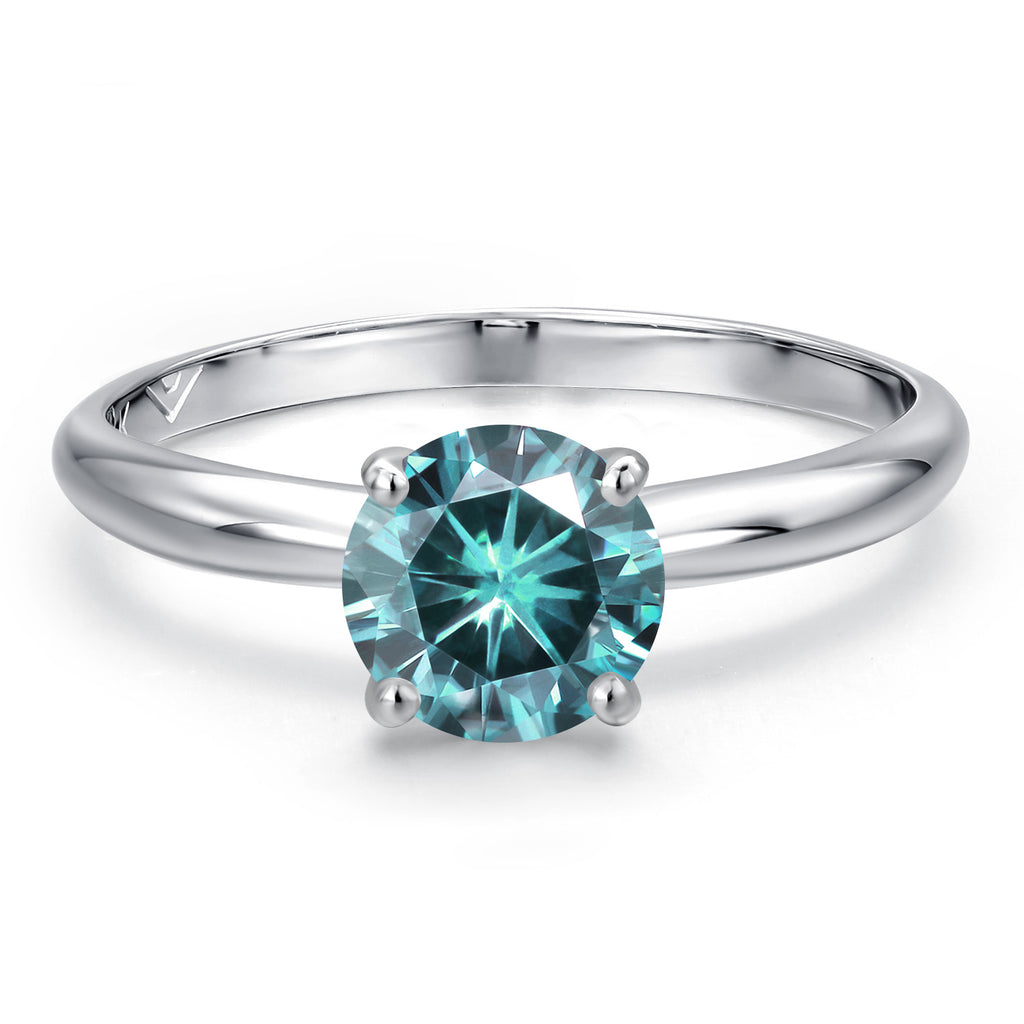 Blue Moissanite - April_6_Ring in Platinum