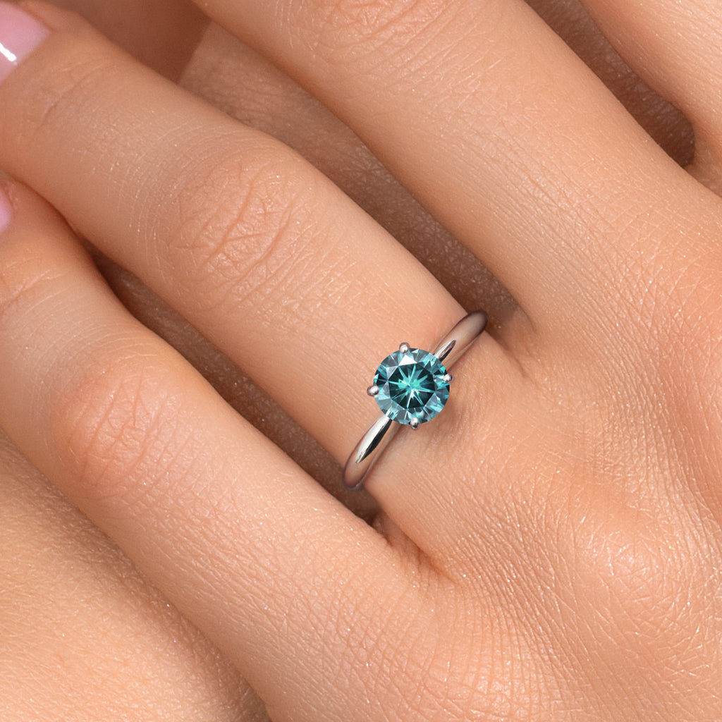 Blue Moissanite - April_6_Ring in Platinum