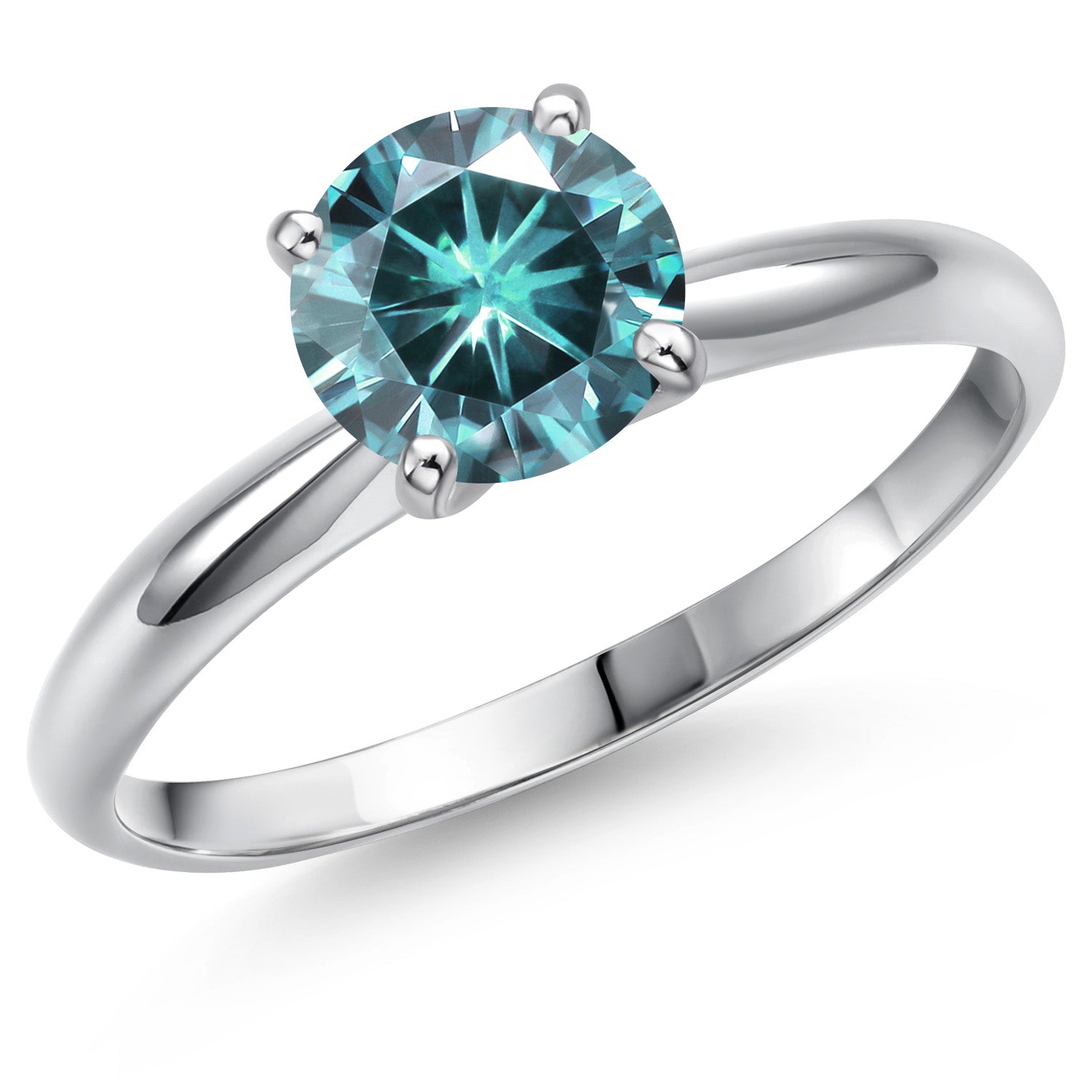 Blue Moissanite - April_8_Ring in Platinum