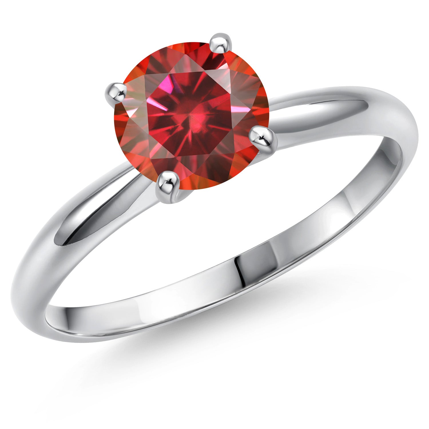 Red Moissanite - April_8_Ring in Platinum