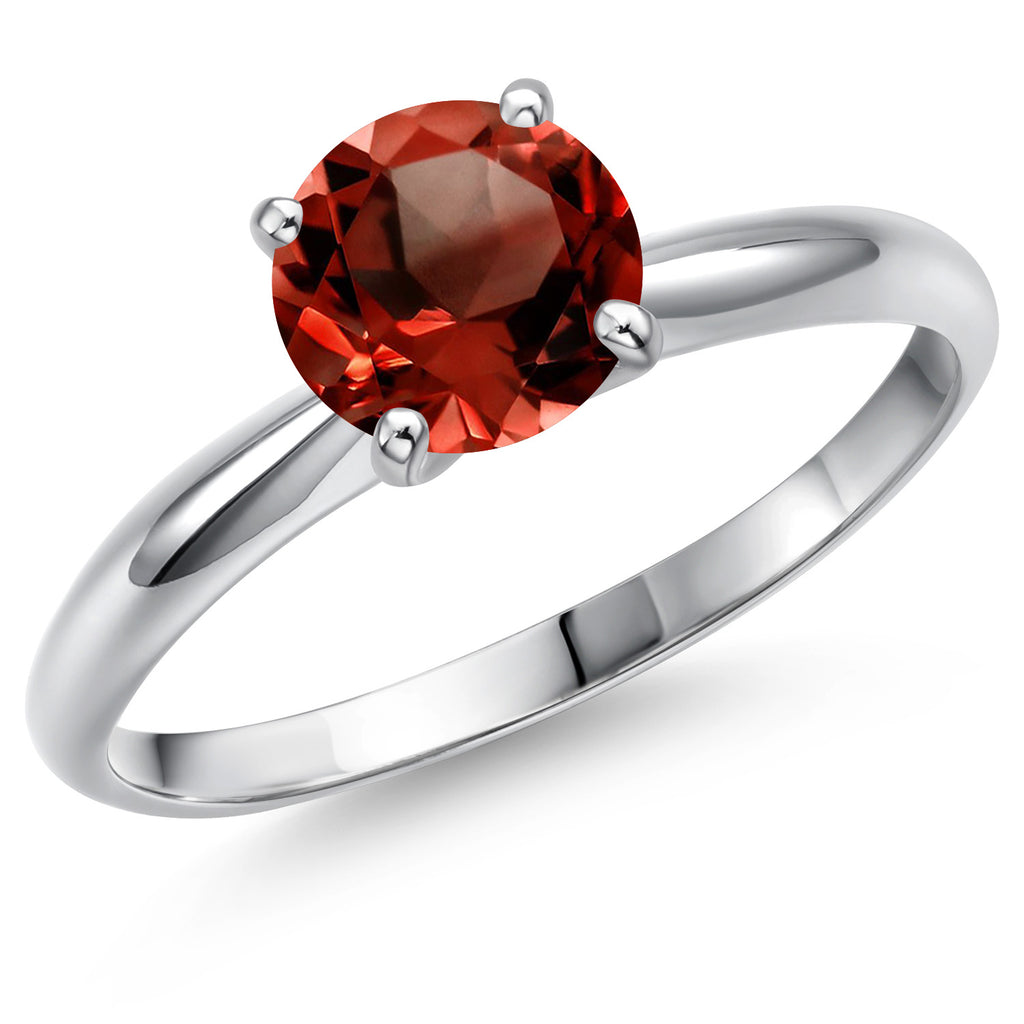 Gem Stone King PT900 Platinum 900 6.5MM Round Gemstone Birthstone Solitaire Engagement Ring | Wedding Engagement Anniversary Promise Ring For Women | Available In Size 5, 6, 7, 8, 9