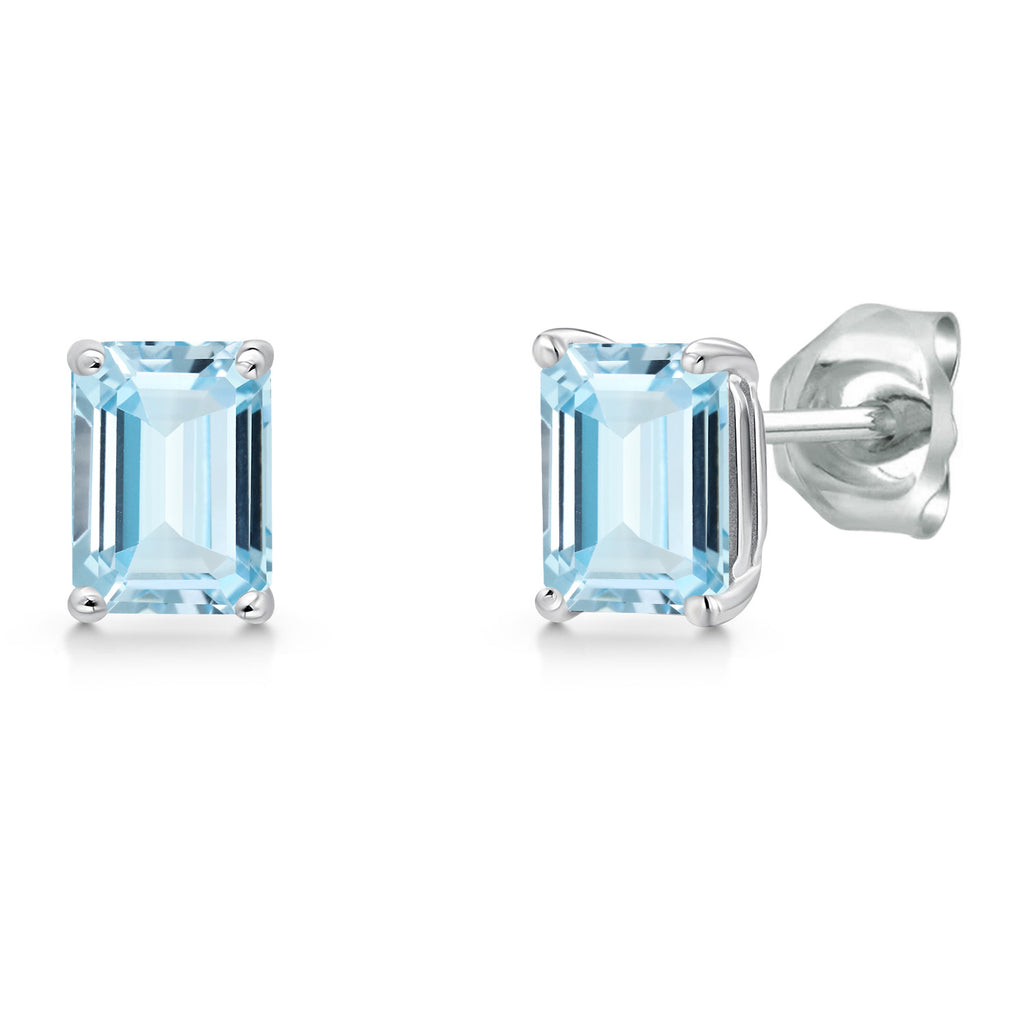 Aquamarine - March_Earrings in 14K White Gold