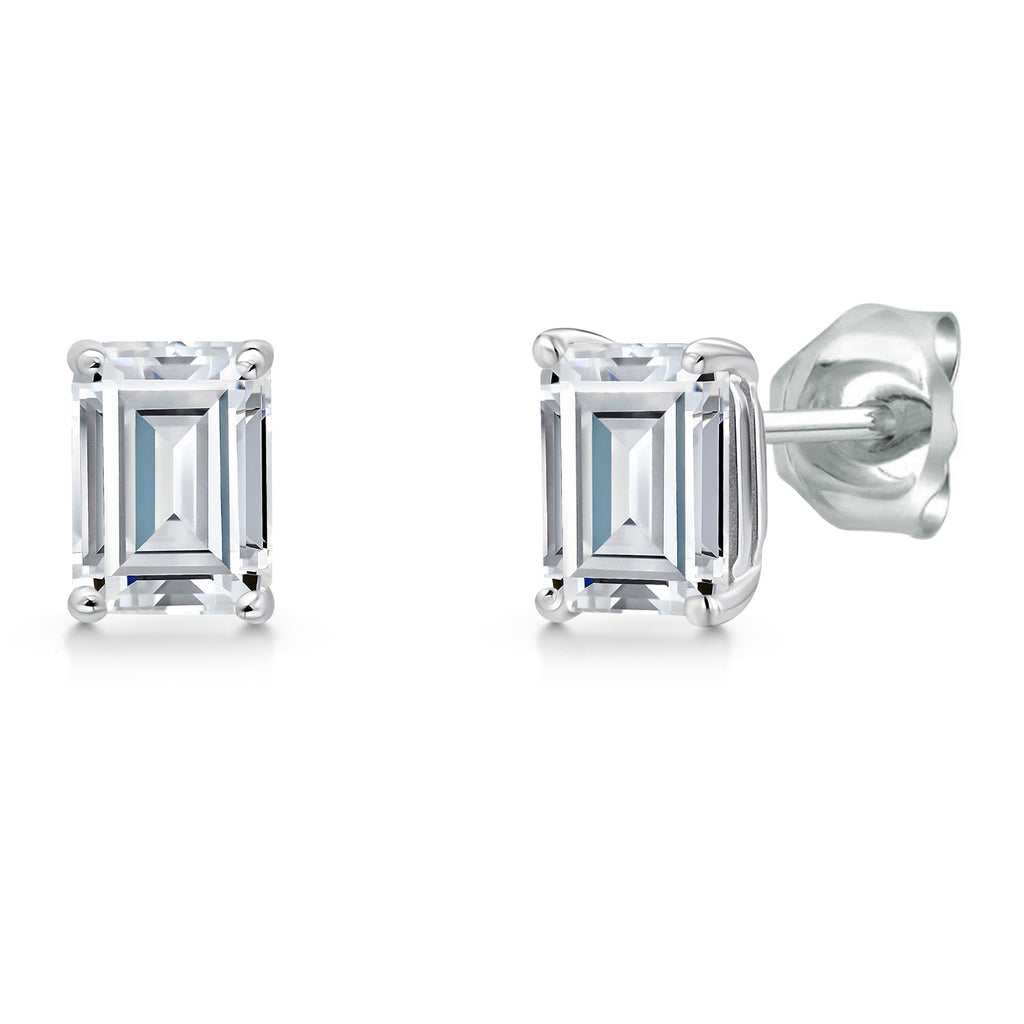 White Moissanite - April_Earrings in 14K White Gold