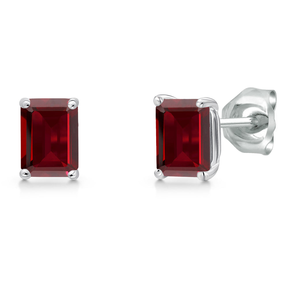 Garnet - January_Earrings in 14K White Gold