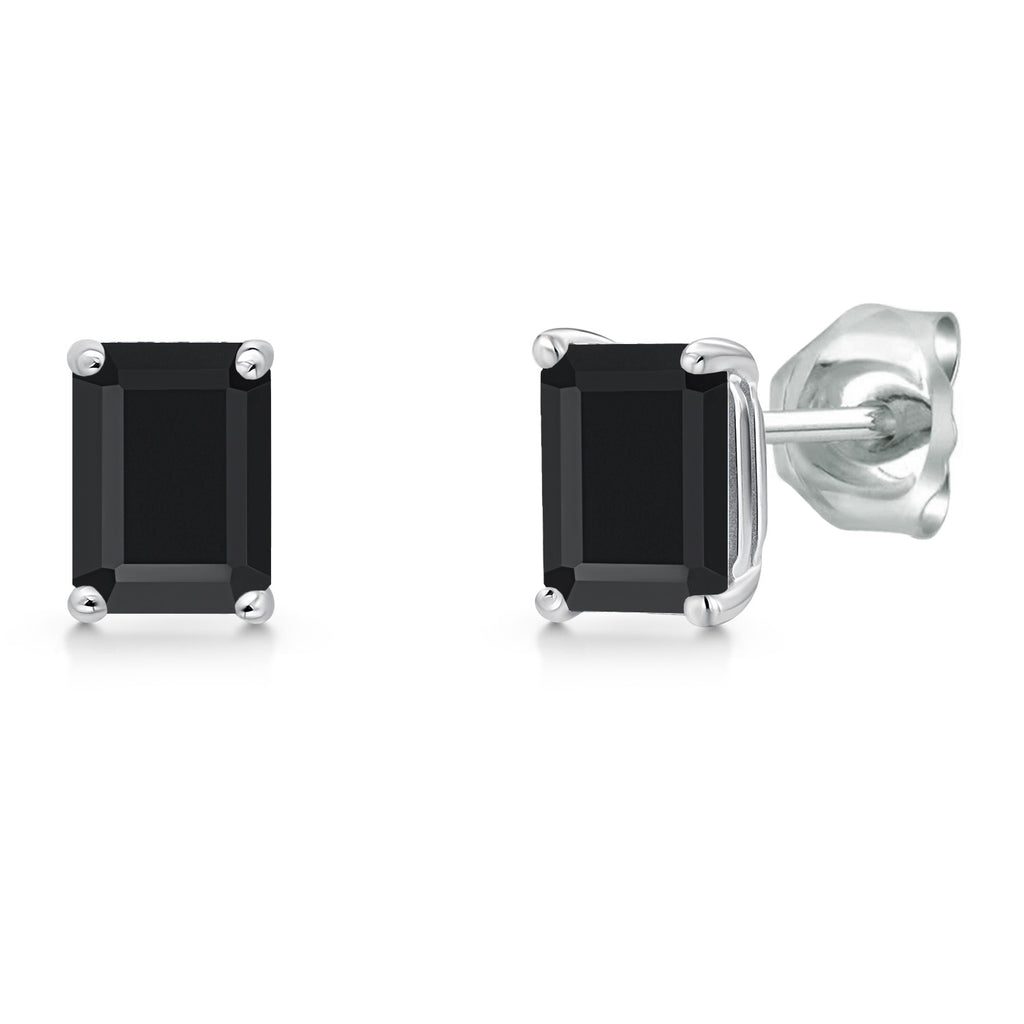 Onyx - December_Earrings in 14K White Gold