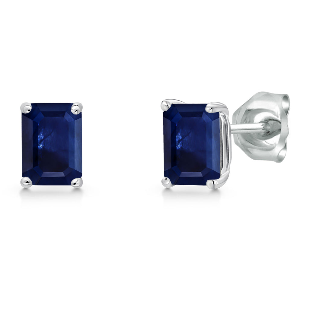 Blue Sapphire - September_Earrings in 14K White Gold