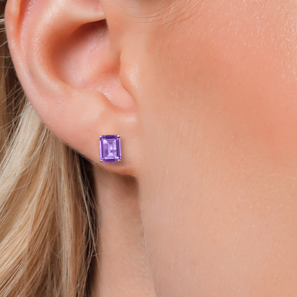 Amethyst - February_Earrings in 14K White Gold