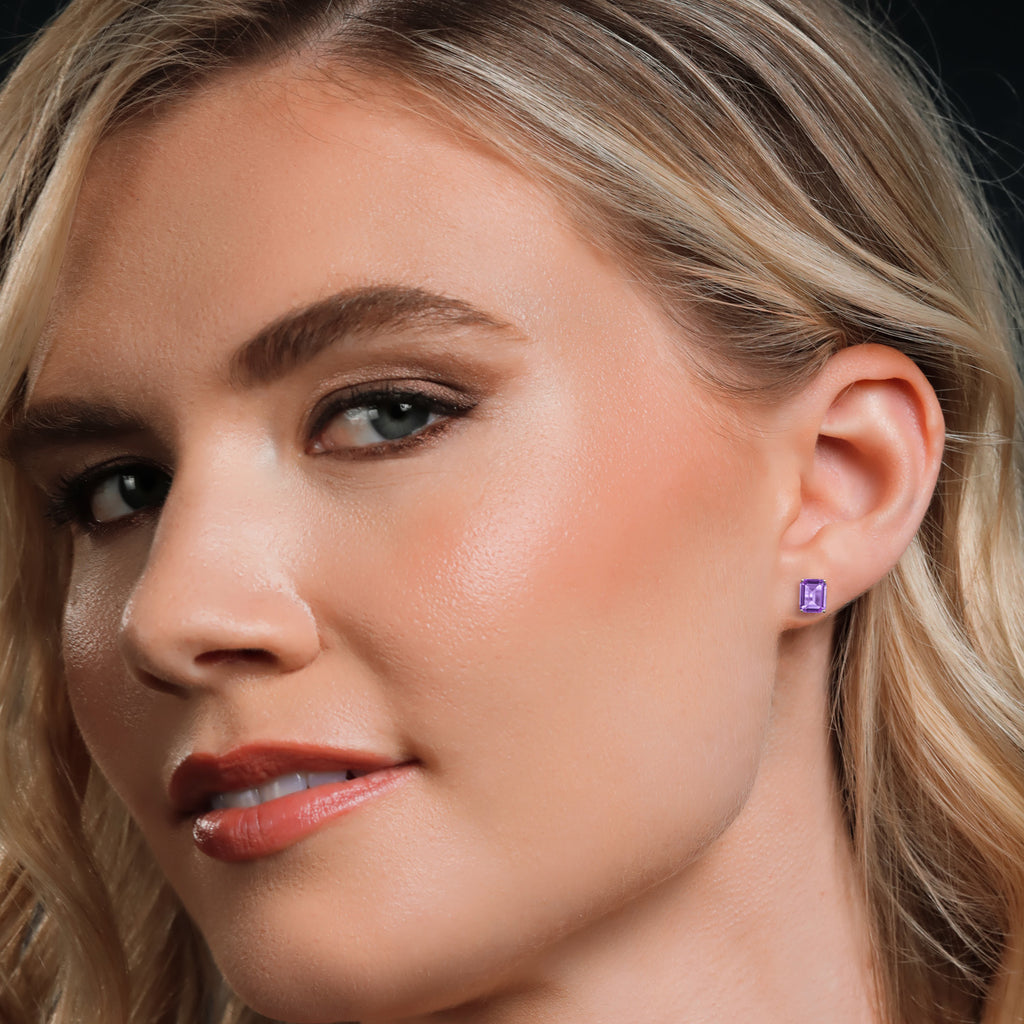 Amethyst - February_Earrings in 14K White Gold