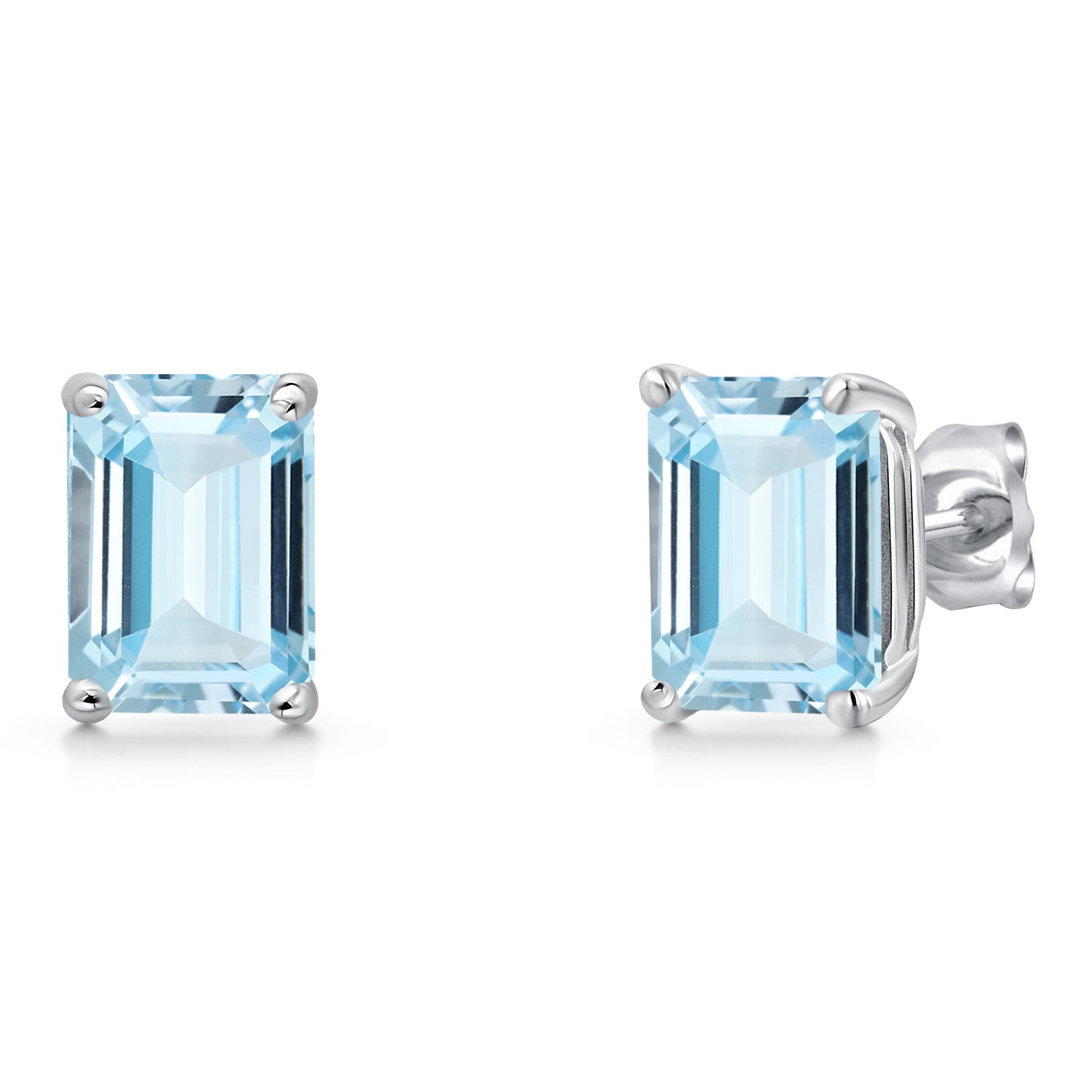 Aquamarine - March_Earrings in 14K White Gold