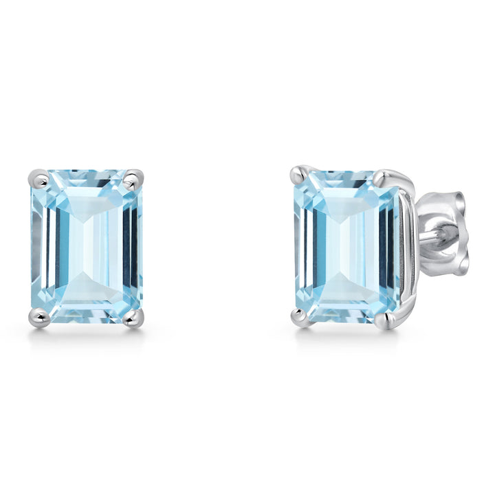 Aquamarine - March_Earrings in 14K White Gold