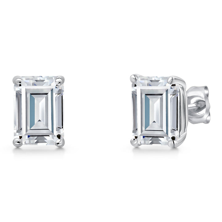 White Moissanite - April_Earrings in 14K White Gold