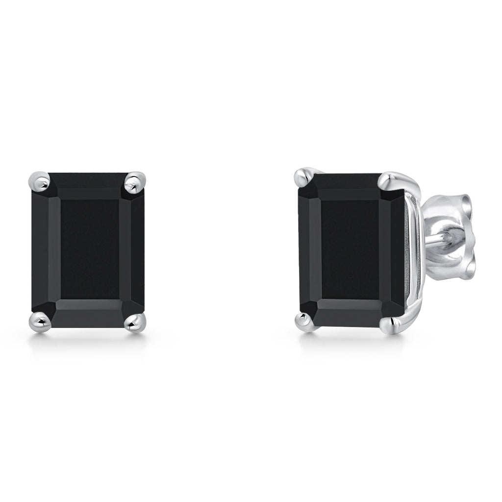 Onyx - December_Earrings in 14K White Gold