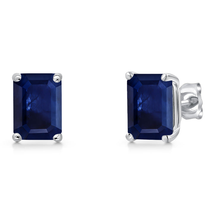 Blue Sapphire - September_Earrings in 14K White Gold
