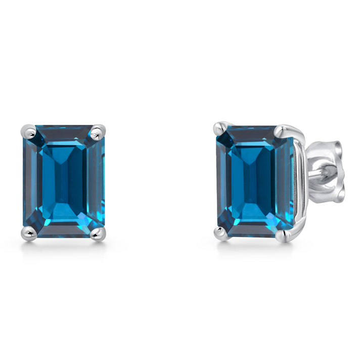 London Blue Topaz - November_Earrings in 14K White Gold