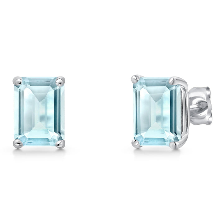 Sky Blue Topaz - November_Earrings in 14K White Gold