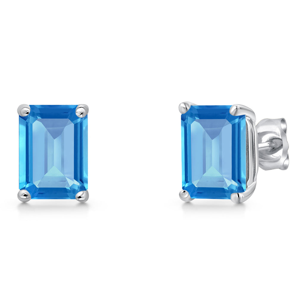 Swiss Blue Topaz - November_Earrings in 14K White Gold