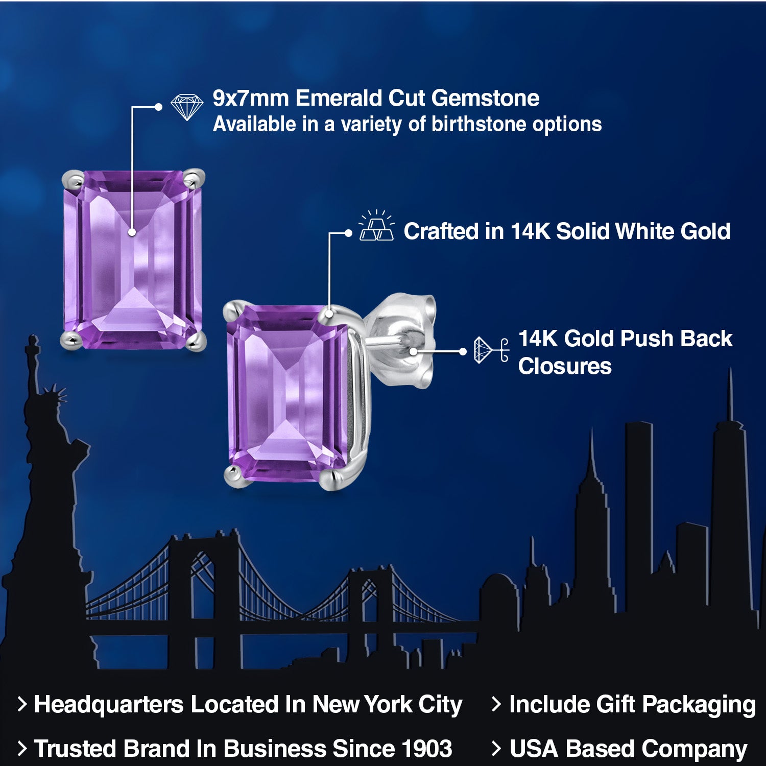 Amethyst - February_Earrings in 14K White Gold