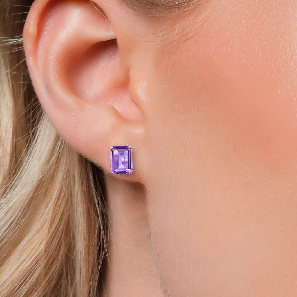 Amethyst - February_Earrings in 14K White Gold