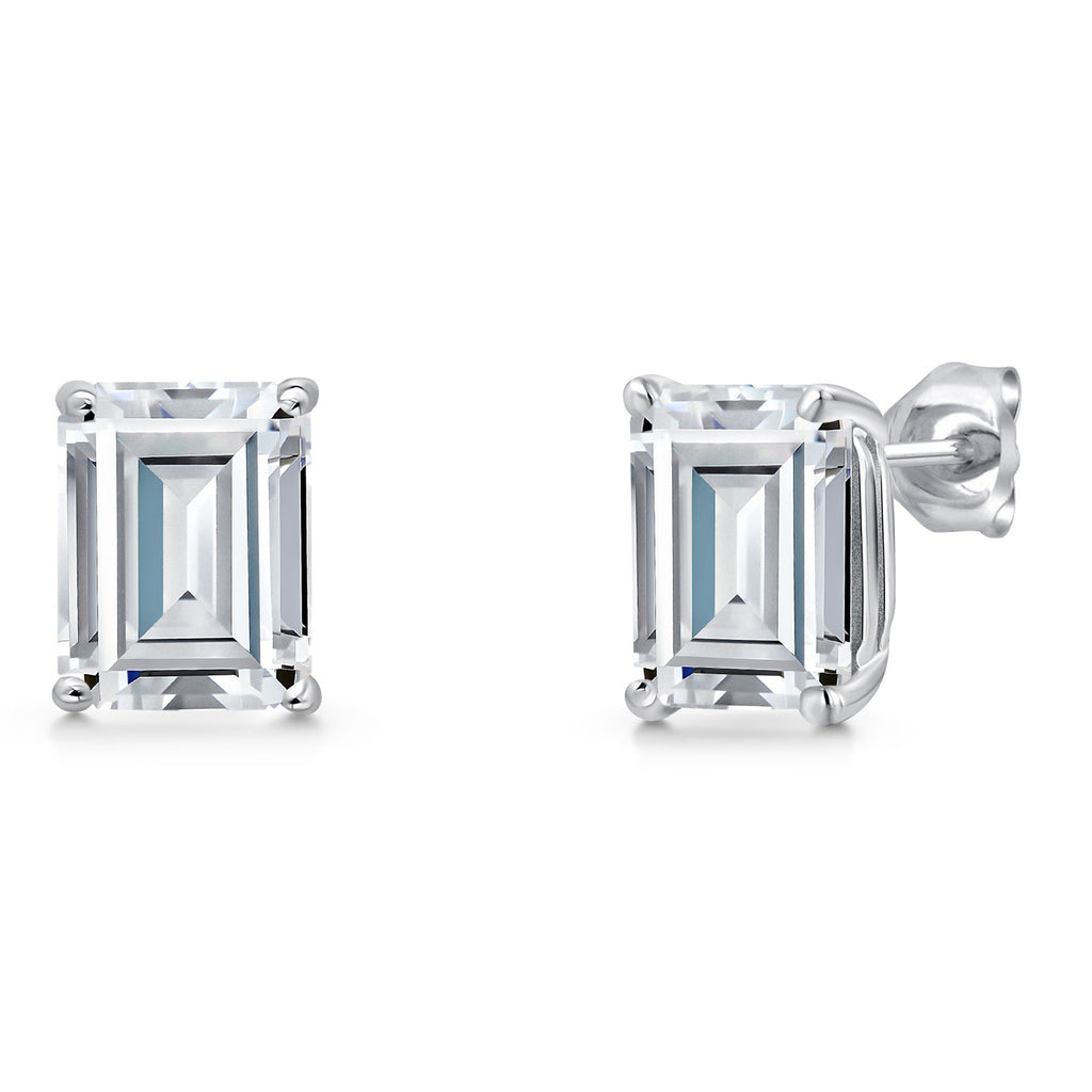 White Moissanite - April_Earrings in 14K White Gold