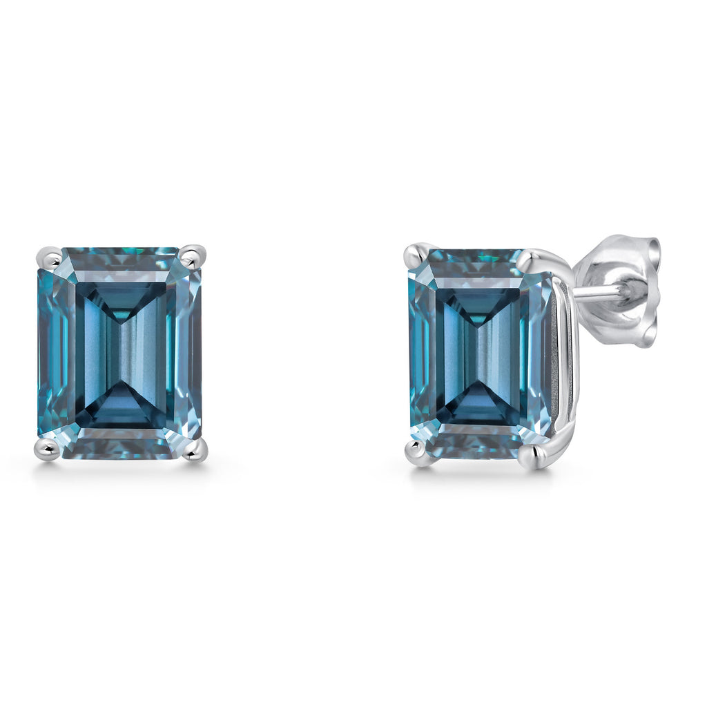 Persian Blue Moissanite - April_Earrings in 14K White Gold