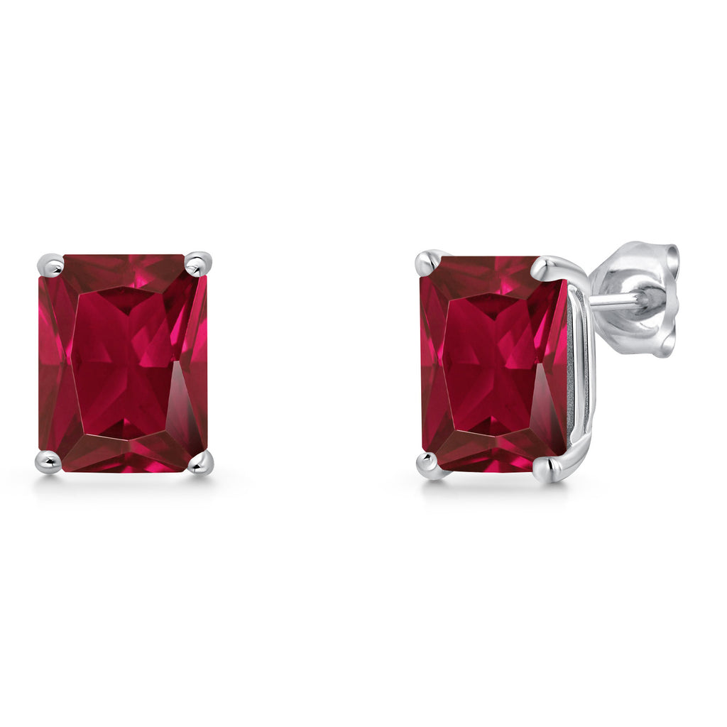 Created Ruby - July_Earrings in 14K White Gold