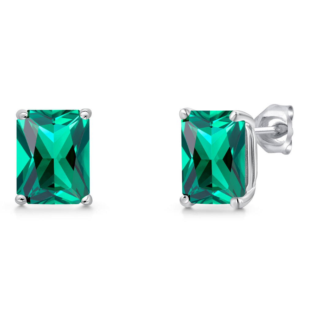Nano Emerald - May_Earrings in 14K White Gold