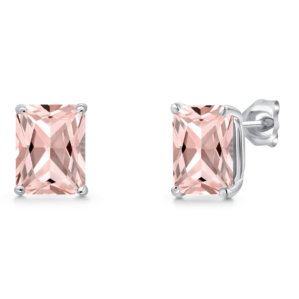 Nano Morganite - October_Earrings in 14K White Gold
