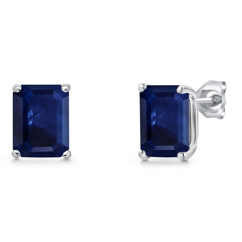 Blue Sapphire - September_Earrings in 14K White Gold