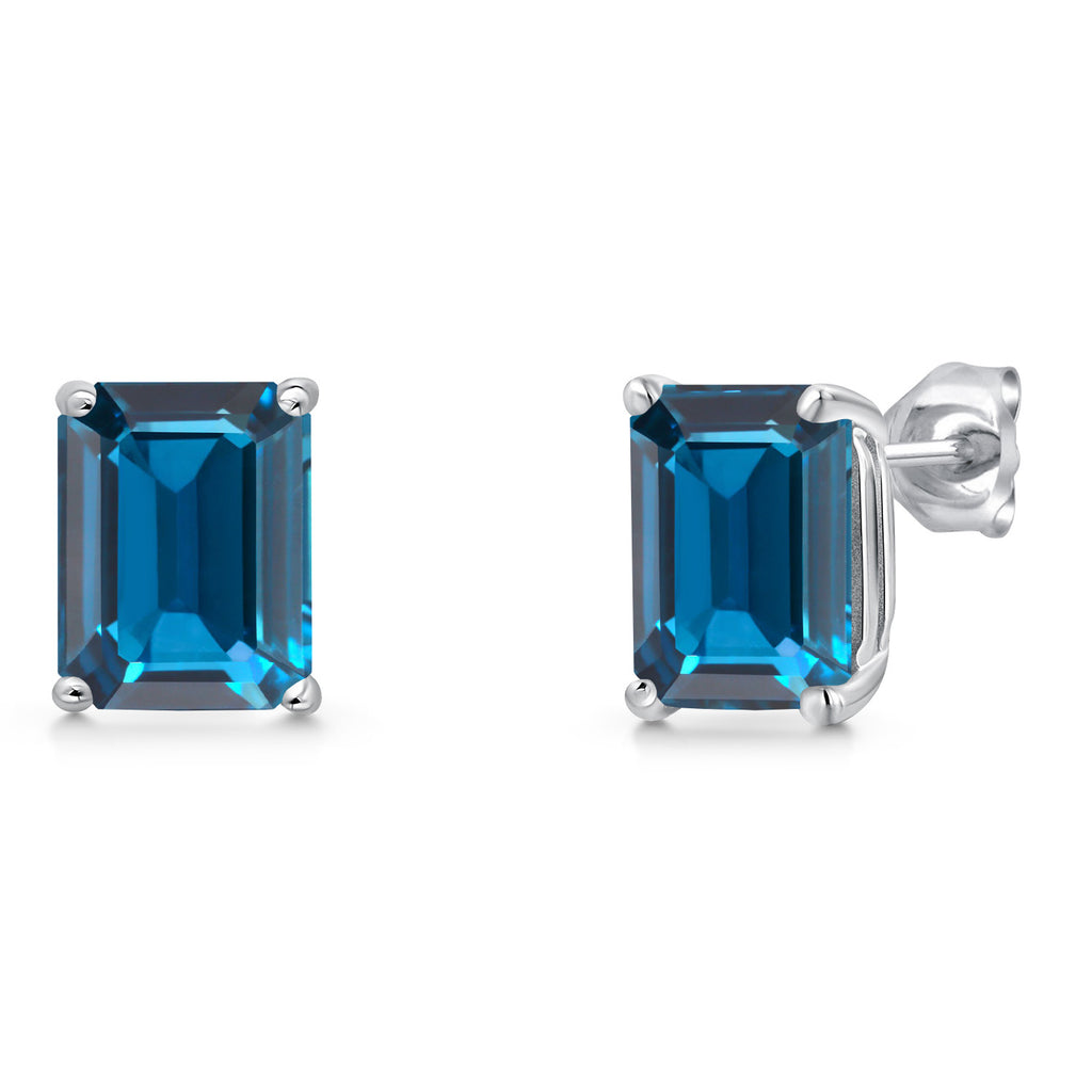 London Blue Topaz - November_Earrings in 14K White Gold