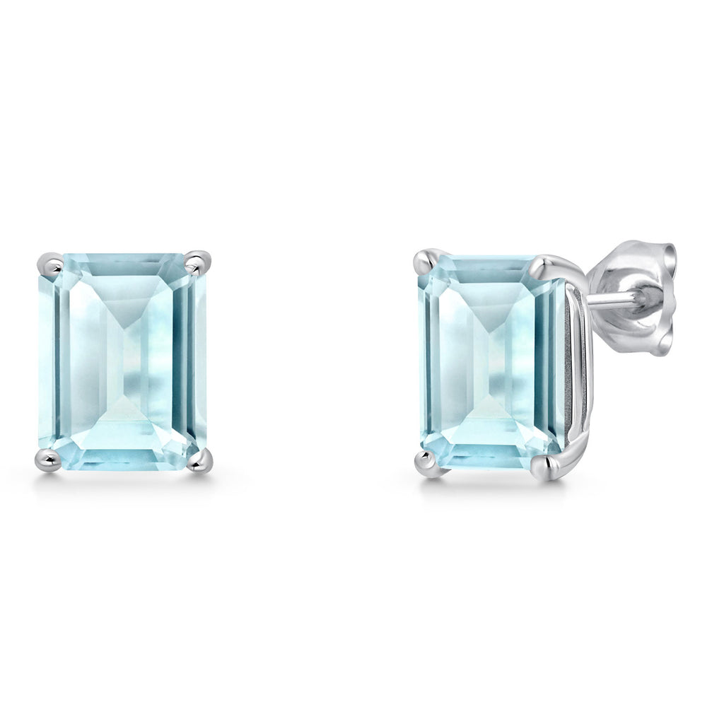 Sky Blue Topaz - November_Earrings in 14K White Gold