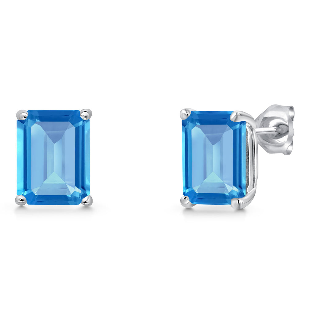 Swiss Blue Topaz - November_Earrings in 14K White Gold