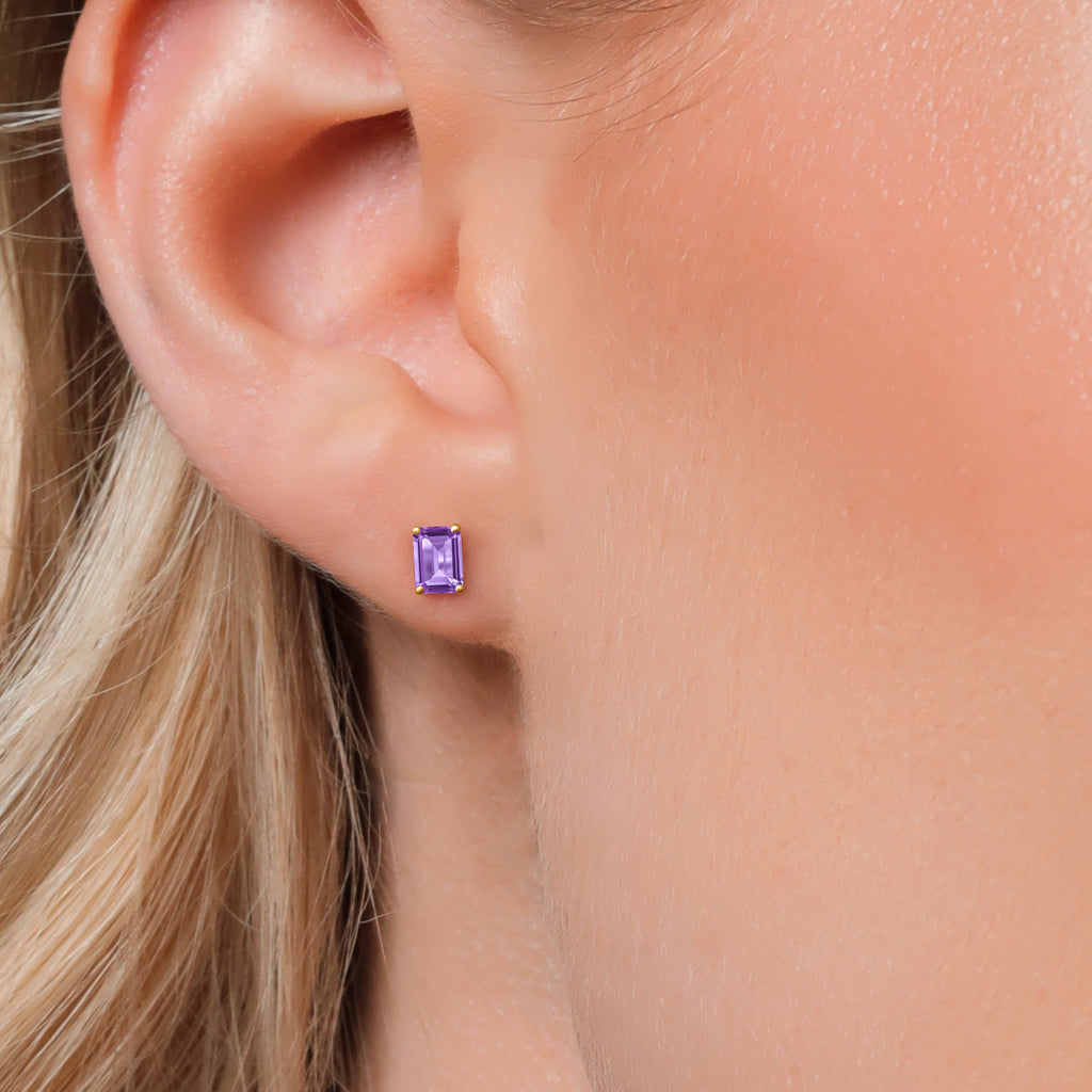 Amethyst - February_Earrings in 14K Yellow Gold