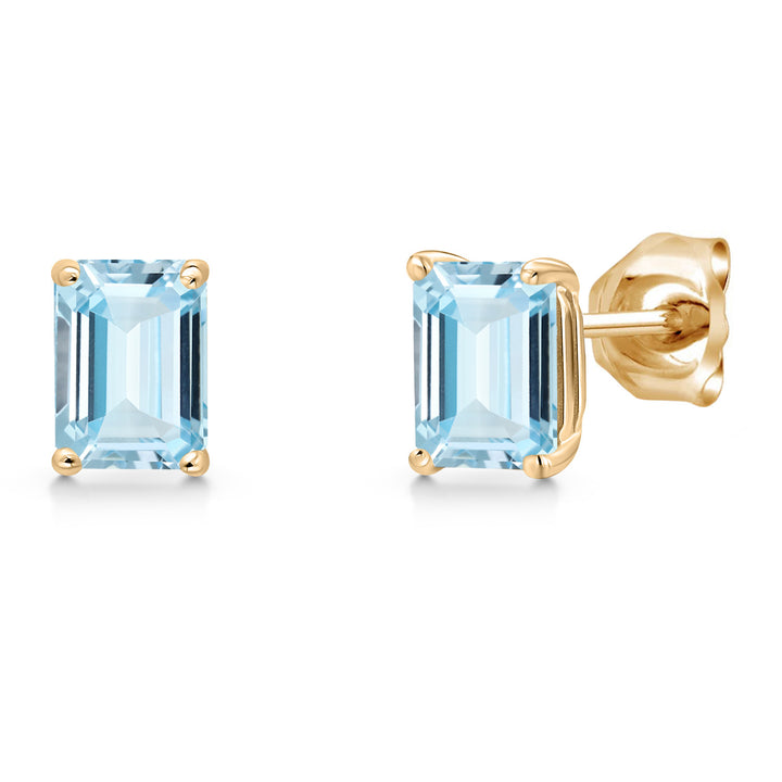 Aquamarine - March_Earrings in 14K Yellow Gold