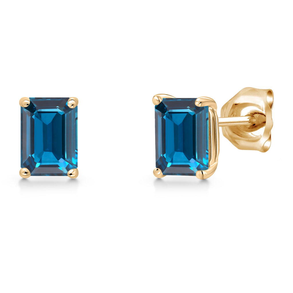 London Blue Topaz - November_Earrings in 14K Yellow Gold