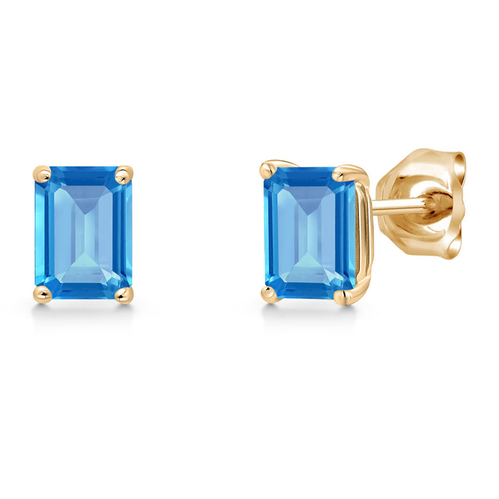 Swiss Blue Topaz - November_Earrings in 14K Yellow Gold