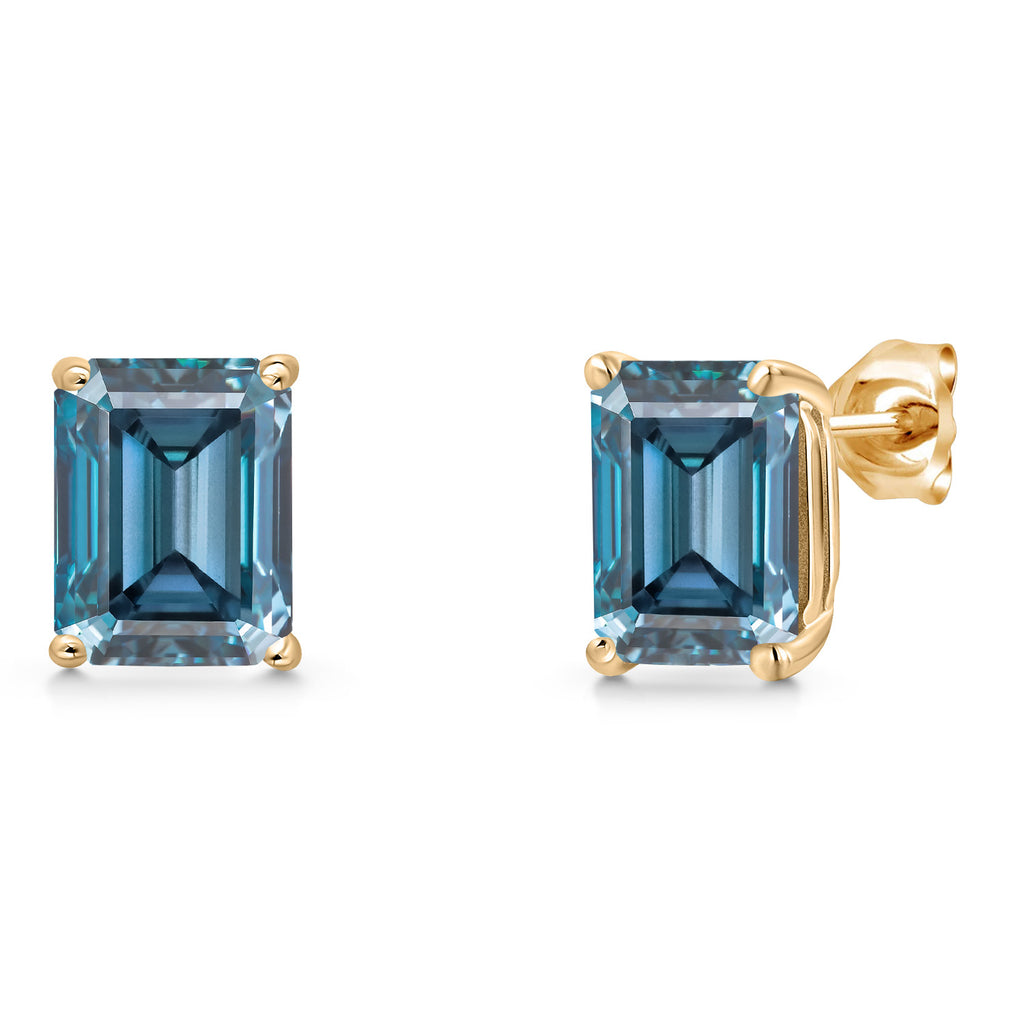 Persian Blue Moissanite - April_Earrings in 14K Yellow Gold