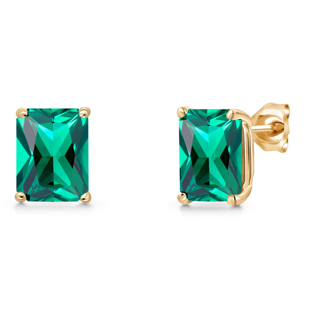 Nano Emerald - May_Earrings in 14K Yellow Gold