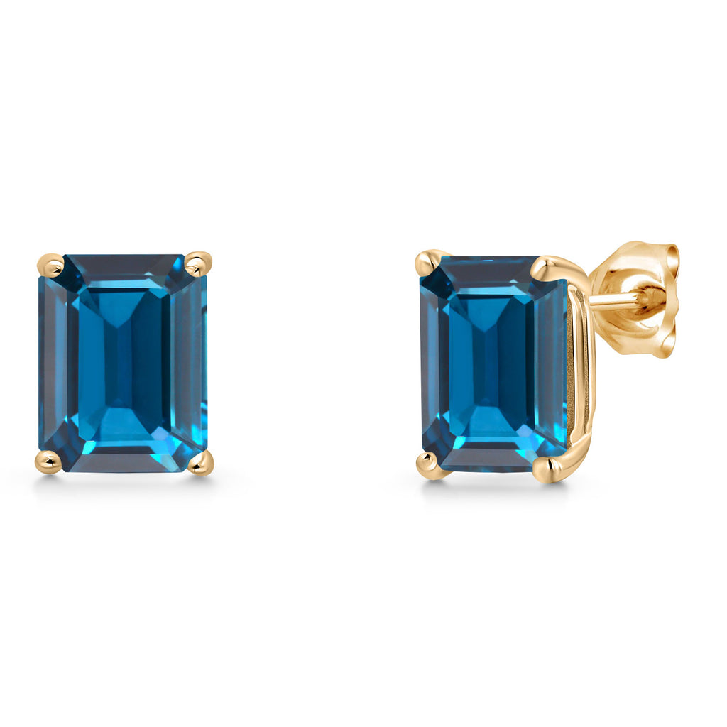London Blue Topaz - November_Earrings in 14K Yellow Gold