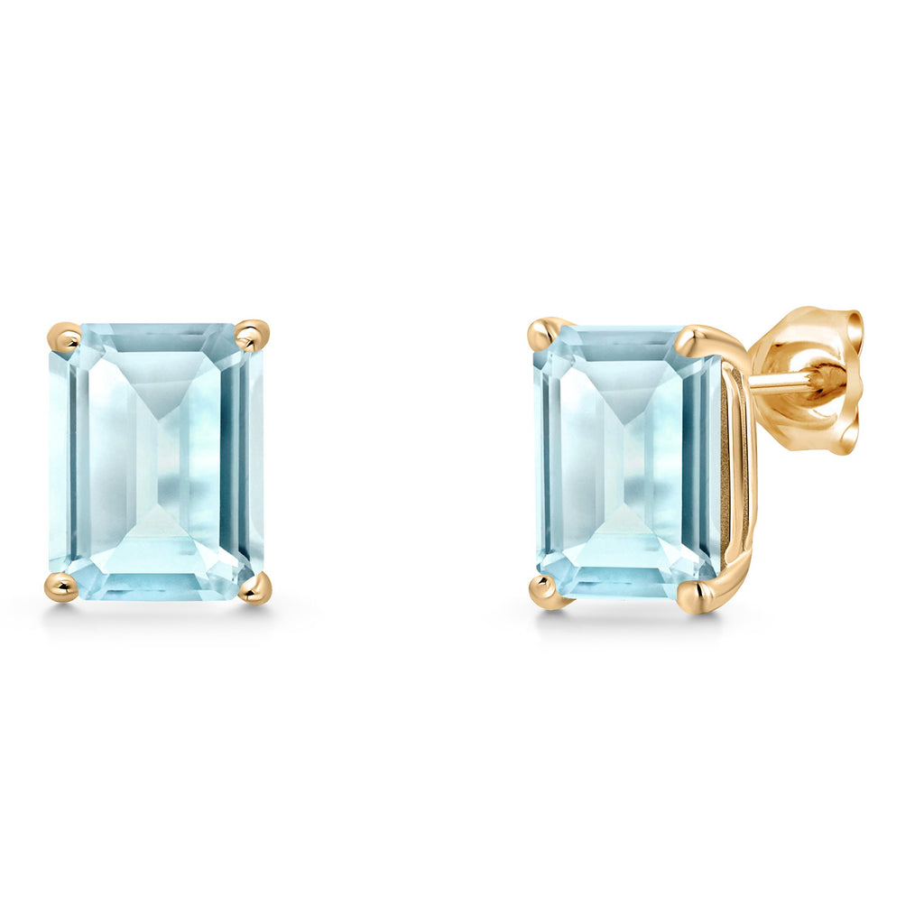 Sky Blue Topaz - November_Earrings in 14K Yellow Gold