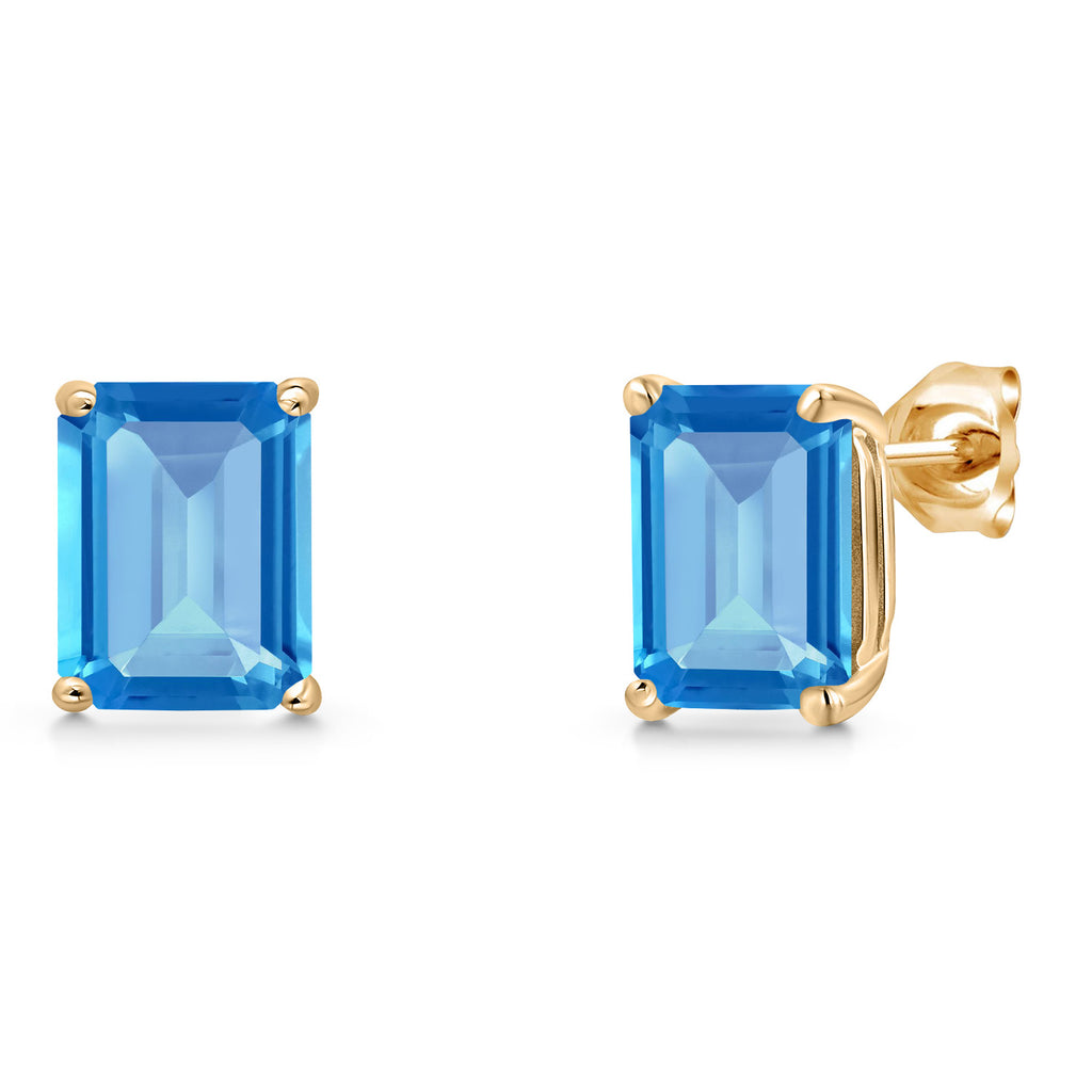 Swiss Blue Topaz - November_Earrings in 14K Yellow Gold