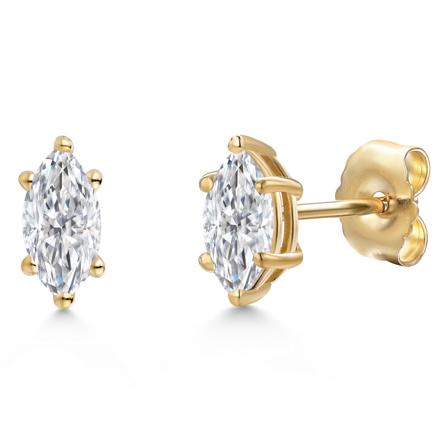 White Moissanite - April_Earrings in 14K Yellow Gold