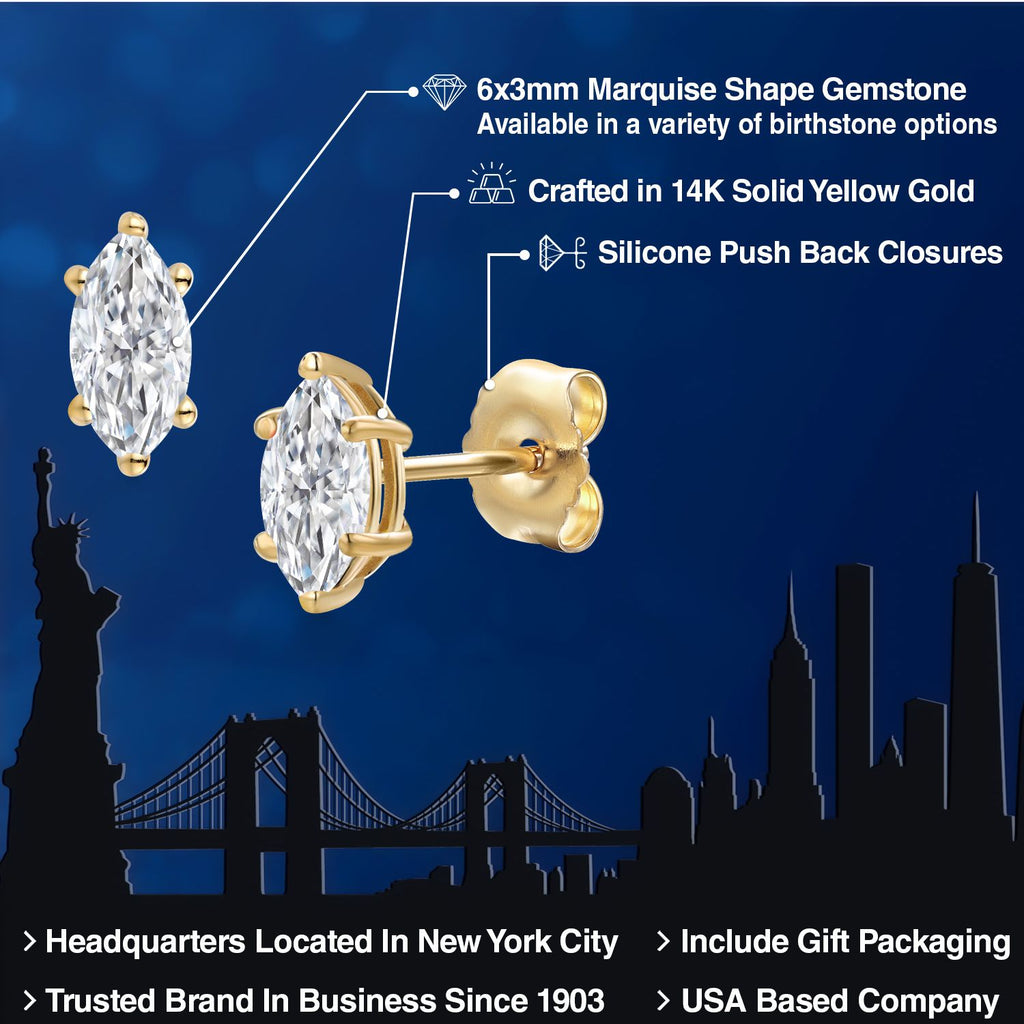 White Moissanite - April_Earrings in 14K Yellow Gold