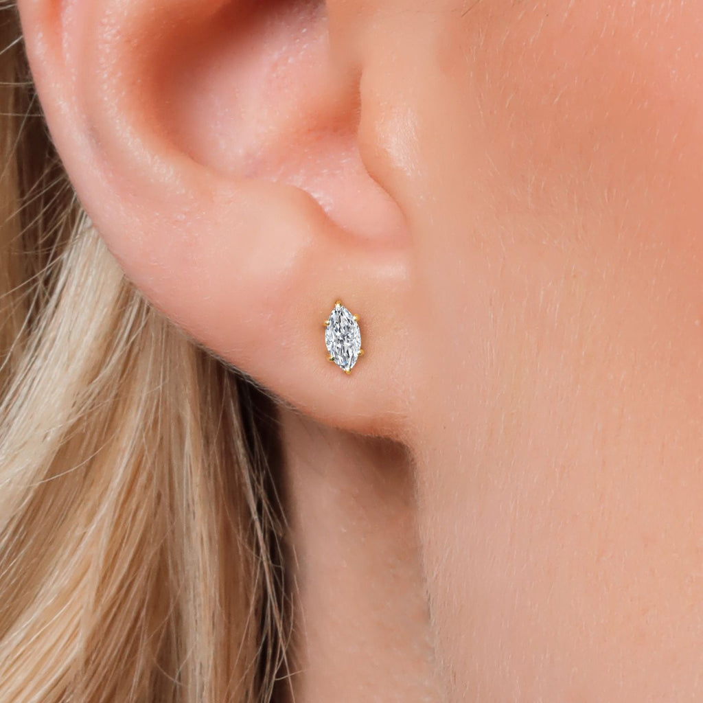 White Moissanite - April_Earrings in 14K Yellow Gold